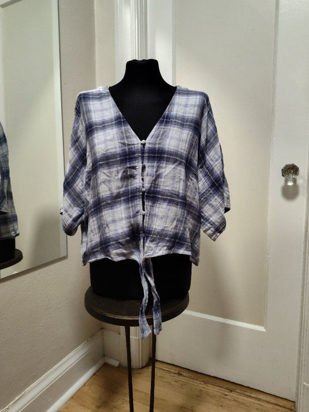Paige  Baylee Plaid Tie Hem Top